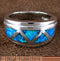Blue Opal Inlay Sterling Silver Ring Size 6 Jewelry AS50063