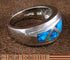 Blue Opal Inlay Sterling Silver Ring Size 6 Jewelry AS50063
