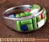 Sterling Silver And Multicolor Inlay Ring Size 8-1/2 DS55110