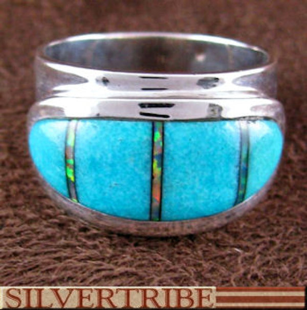 Opal Turquoise Inlay Ring Size 8-1/4 Jewelry GS56214