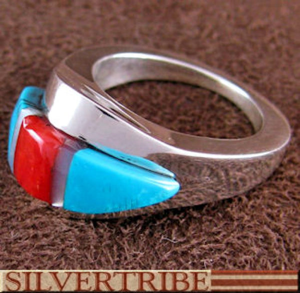Sterling Silver And Multicolor Inlay Ring Size 5-1/4 DS54356