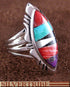 Southwest Silver And Multicolor Inlay Jewelry Ring Size 6-3/4 GS56645