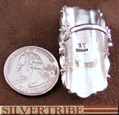 Sterling Silver Jet Mother Of Pearl Inlay Ring Size 5-3/4 HS55134