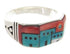 Native American Design Multicolor Silver Ring Size 12-1/2 YS62120