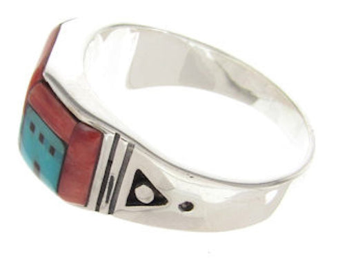 Native American Design Multicolor Silver Ring Size 12-1/2 YS62120