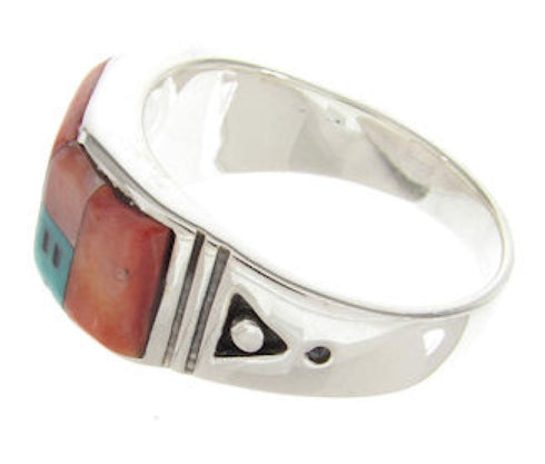 Multicolor Sterling Silver Native American Design Ring Size 11 YS62146