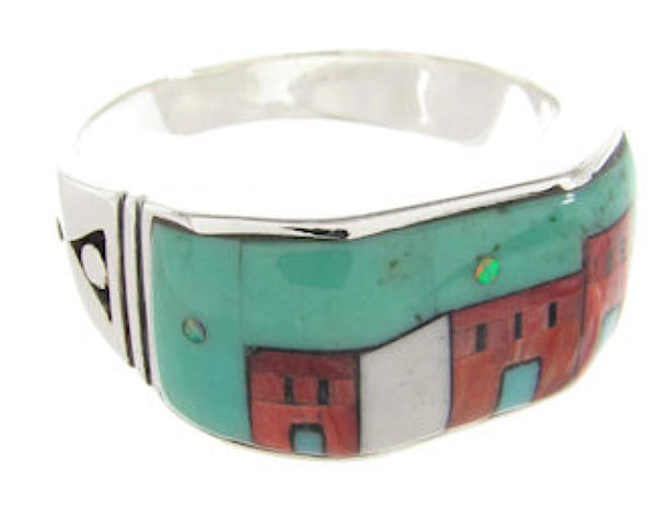 Silver Multicolor Native American Design Ring Size 9-3/4 YS62236