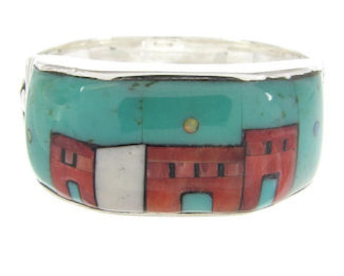 Multicolor Native American Village Design Jewelry Ring Size 11 YS62243