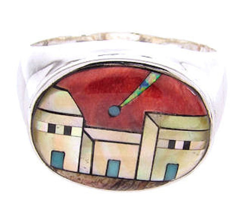 Native American Village Multicolor Design Ring Size 9-1/4 AW67225