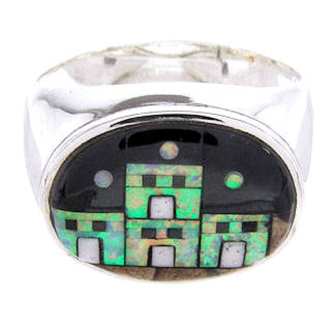 Silver Native American Village Design Ring Size 12-1/2 AW67244