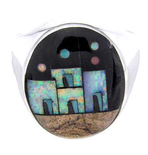 Multicolor Silver Native American Design Ring Size 9-1/2 YS67010