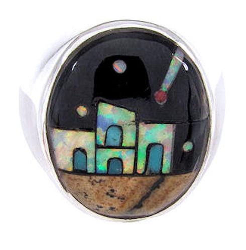 Silver Native American Design Multicolor Ring Size 9-1/2 YS67033