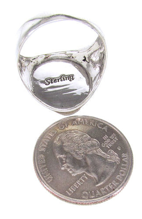Native American Design Multicolor Silver Ring Size 12-1/2 YS67045