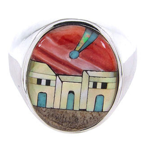 Native American Design Jewelry Multicolor Ring Size 12-1/2 YS67057