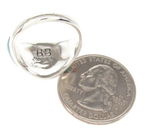 Southwest Inlay Sterling Silver Multicolor Ring Size 7-3/4 YS58447