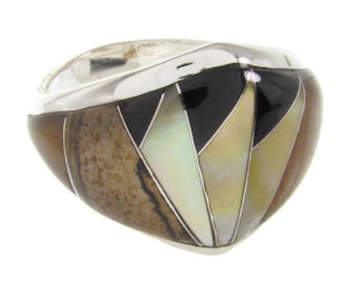 Tiger Eye Multicolor Inlay Ring Size 8-1/2 YS58575