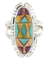 Multicolor Sterling Silver Inlay Ring Size 7-3/4 XS57236