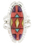 Southwest Jewelry Inlay Multicolor Silver Ring Size 6-1/2 XS57252