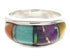 Sterling Silver And Multicolor Inlay Ring Size 5-3/4 HS58621
