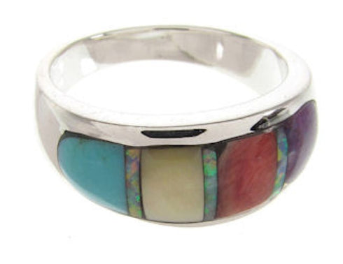 Sterling Silver Multicolor Ring Southwest Jewelry Size 6-3/4 IS58301