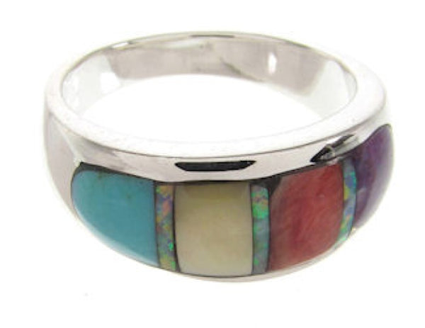 Sterling Silver Multicolor Ring Southwest Jewelry Size 6-3/4 IS58301