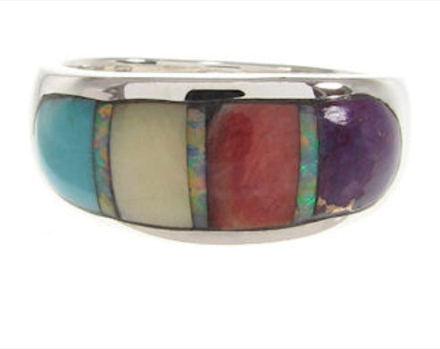 Sterling Silver Multicolor Ring Southwest Jewelry Size 6-3/4 IS58301