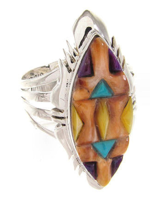 Southwest Silver Multicolor Ring Size 6-1/2 Jewelry GS58770
