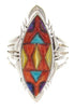 Southwest Authentic Silver Multicolor Ring Size 8-3/4 GS58779
