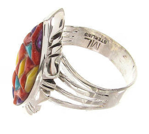 Southwest Authentic Silver Multicolor Ring Size 8-3/4 GS58779