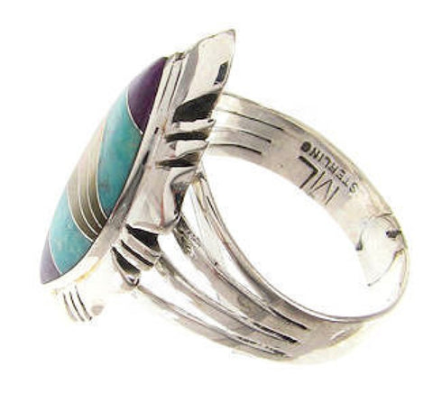 Turquoise Multicolor Authentic Silver Ring Size 6-3/4 Jewelry GS58960