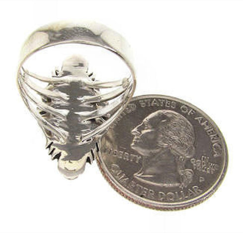 Turquoise Multicolor Authentic Silver Ring Size 6-3/4 Jewelry GS58960