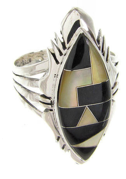 Black Jade And Yellow Mother Of Pearl Ring Size 5-3/4 GS59188