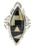 Black Jade Yellow Mother Of Pearl Ring Jewelry Size 6-3/4 GS59197