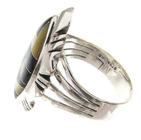 Black Jade And Yellow Mother Of Pearl Ring Size 5-3/4 GS59188