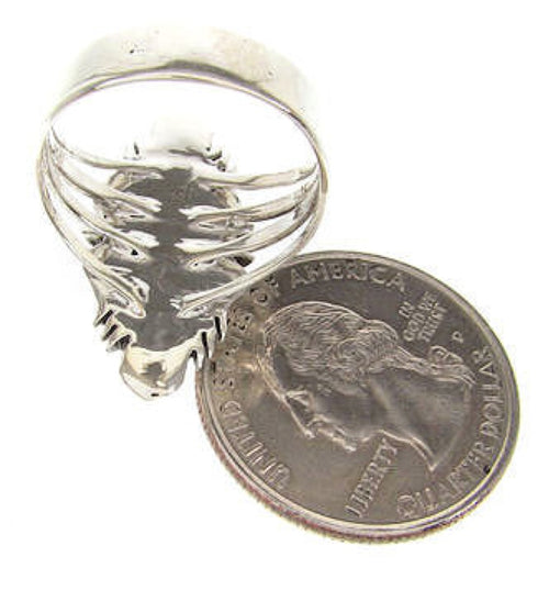 Southwest Silver Opal Inlay Ring Size 7-1/2 Jewelry GS58721