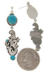 Turquoise And Silver Post Dangle Earrings IS59059