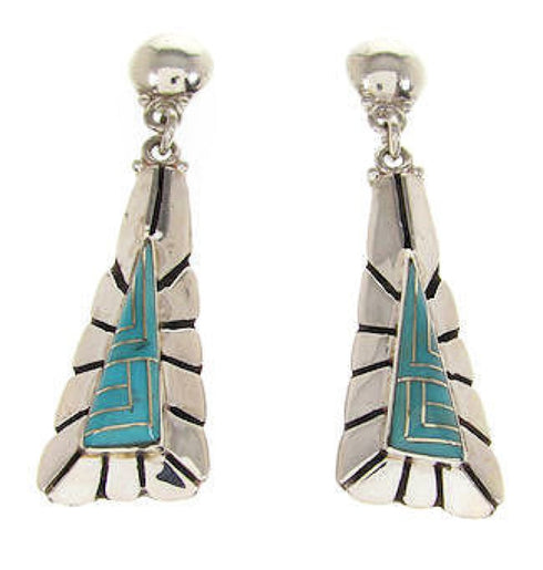 Turquoise Sterling Silver Post Dangle Earrings OS58553