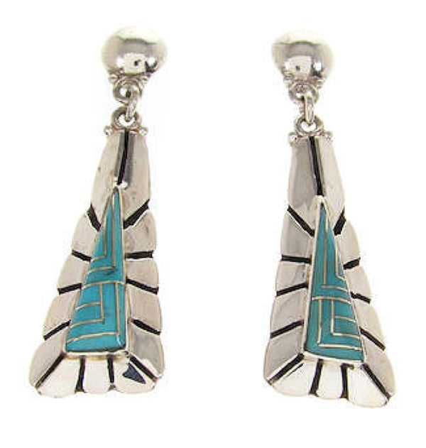 Turquoise Sterling Silver Post Dangle Earrings OS58553