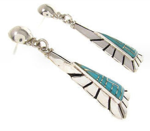 Turquoise Sterling Silver Post Dangle Earrings OS58553