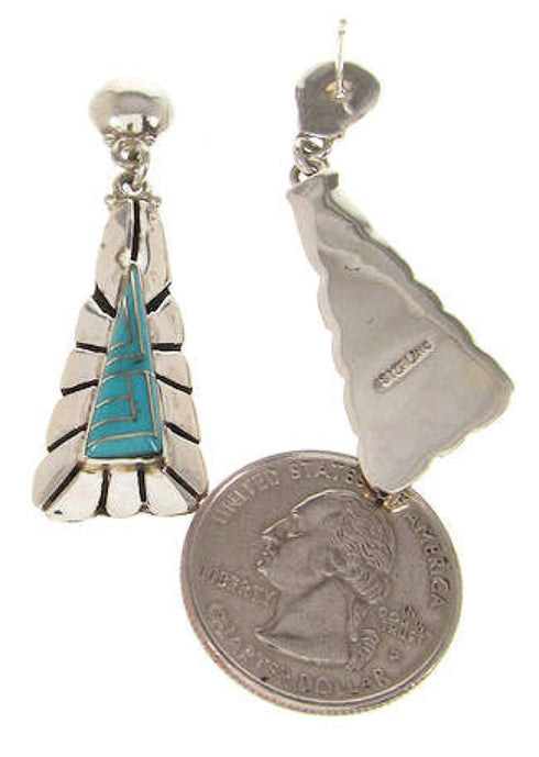 Turquoise Sterling Silver Post Dangle Earrings OS58553
