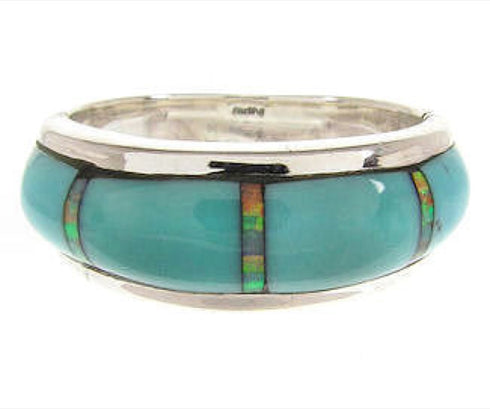 Sterling Silver Southwestern Turquoise Opal Ring Size 6-3/4 PS58028