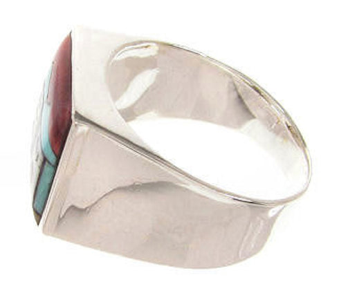 Multicolor Native American Design Silver Ring Size 10-1/4 YS66912