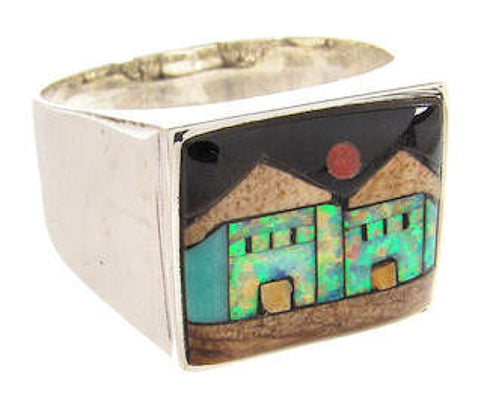 Native American Village Design Multicolor Ring Size 11-3/4 YS66799