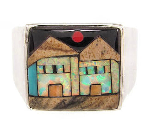 Native American Design Silver Multicolor Ring Size 12-1/2 YS66793