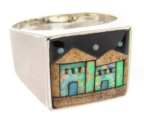 Silver Multicolor Native American Design Ring Size 11-3/4 YS66835