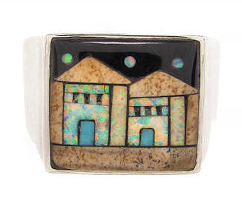Silver Multicolor Native American Design Ring Size 11-3/4 YS66835