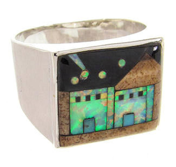 Silver Multicolor Native American Design Ring Size 9-3/4 YS66848