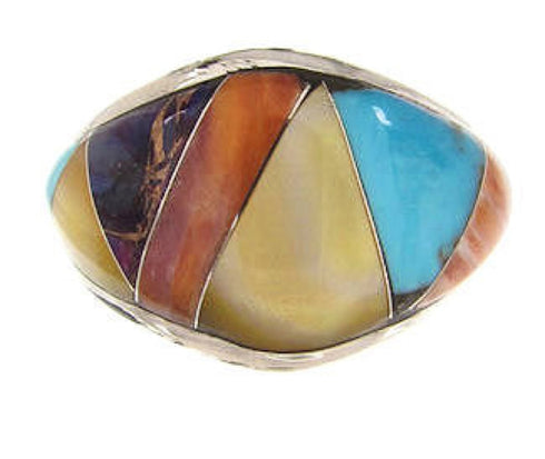 Multicolor Inlay Genuine Sterling Silver Ring Size 7-3/4 CS59431