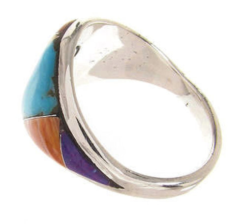 Multicolor Inlay Genuine Sterling Silver Ring Size 7-3/4 CS59431