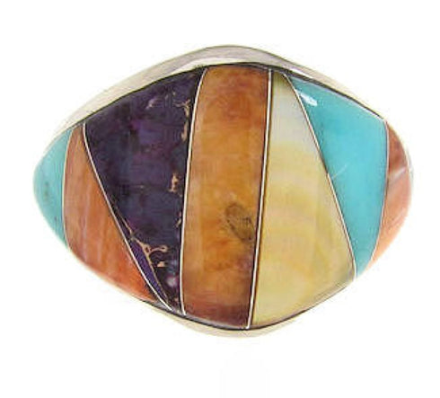 Southwest Sterling Silver Multicolor Ring Size 6 CS59597